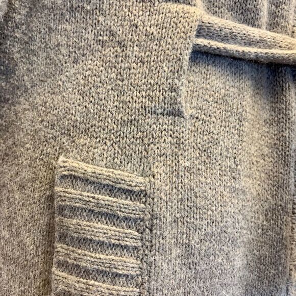 Bcbgmaxazria angora beige tan brown sweater belted high neck button closure L - Picture 3 of 12